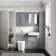 Monaco Dove Grey Combination Vanity Basin with Marble Top & Boston Toilet 1200mm - Brushed Brass Accents