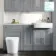 Monaco Dove Grey Combination Vanity Basin with Marble Top and Boston Toilet 1500mm - Brushed Brass Accents