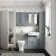 Monaco Dove Grey Combination Vanity Traditional Basin with Marble Top & Atlanta Toilet 1200mm - Brushed Brass Accents