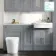 Monaco Dove Grey Combination Vanity Traditional Basin with Marble Top and Boston Toilet 1500mm - Brushed Brass Accents