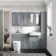 Monaco Dove Grey Combination Vanity Traditional Basin with Marble Top and Boston Toilet 1500mm - Brushed Brass Accents