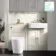 Monaco Chalk White Combination Vanity Basin and Boston Toilet 1200mm - Brushed Brass Accents