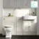 Monaco Chalk White Combination Vanity Basin and Hudson Toilet with Wooden Seat 1500mm - Brushed Brass Accents