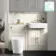 Monaco Chalk White Combination Vanity Basin with Marble Top & Boston Toilet 1200mm - Brushed Brass Accents