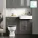 Monaco Graphite Grey Combination Vanity Basin with Marble Top & Hudson Toilet with Wooden Seat 1200mm - Brushed Brass Accents