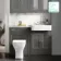 Monaco Graphite Grey Combination Vanity Basin with Marble Top & Atlanta Toilet 1200mm - Brushed Brass Accents