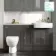 Monaco Graphite Grey Combination Vanity Basin with Marble Top and Seattle Toilet 1500mm - Brushed Brass Accents