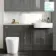 Monaco Graphite Grey Combination Vanity Basin with Marble Top and Boston Toilet 1500mm - Brushed Brass Accents