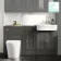 Monaco Graphite Grey Combination Vanity Traditional Basin and Boston Toilet 1500mm - Brushed Brass Accents
