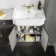 Monaco Graphite Grey Combination Vanity Traditional Basin with Marble Top and Boston Toilet 1500mm - Brushed Brass Accents