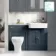 Monaco Inky Blue Combination Vanity Basin with Marble Top & Atlanta Toilet 1200mm - Brushed Brass Accents