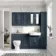 Monaco Inky Blue Combination Vanity Basin with Marble Top and Seattle Toilet 1500mm - Brushed Brass Accents