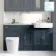 Monaco Inky Blue Combination Vanity Basin with Marble Top and Boston Toilet 1500mm - Brushed Brass Accents
