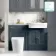 Monaco Inky Blue Combination Vanity Traditional Basin with Marble Top & Boston Toilet 1200mm - Brushed Brass Accents
