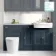 Monaco Inky Blue Combination Vanity Traditional Basin with Marble Top and Boston Toilet 1500mm - Brushed Brass Accents