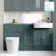 Monaco Midnight Green Combination Vanity Basin and Boston Toilet 1500mm - Brushed Brass Accents
