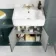 Monaco Midnight Green Combination Vanity Basin and Boston Toilet 1500mm - Brushed Brass Accents