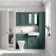 Monaco Midnight Green Combination Vanity Basin with Marble Top & Atlanta Toilet 1200mm - Brushed Brass Accents
