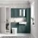 Monaco Midnight Green Combination Vanity Traditional Basin and Boston Toilet 1200mm - Brushed Brass Accents