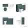 Monaco Midnight Green Combination Vanity Basin and Hudson Toilet with Wooden Seat 1200mm - Brushed Brass Accents