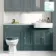 Monaco Midnight Green Combination Vanity Basin with Marble Top and Hudson Toilet with Wooden Seat 1500mm - Brushed Brass Accents