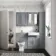 Monaco Dove Grey Basin Vanity and Back To Wall Toilet Unit 1200mm (Excludes Pan & Cistern) - Brass Knurled Handles