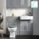 Monaco Dove Grey Combination Vanity Basin and Hudson Toilet with Wooden Seat 1200mm - Brass Knurled Handles