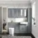 Monaco Dove Grey Combination Vanity Basin and Boston Toilet 1500mm - Brass Knurled Handles