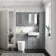 Monaco Dove Grey Combination Vanity Basin with Marble Top & Boston Toilet 1200mm - Brass Knurled Handles