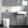 Monaco Dove Grey Combination Vanity Basin with Marble Top and Boston Toilet 1500mm - Brass Knurled Handles