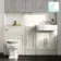 Monaco Chalk White Combination Vanity Basin and Hudson Toilet with Wooden Seat 1500mm - Brass Knurled Handles