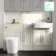 Monaco Chalk White Combination Vanity Basin and Boston Toilet 1500mm - Brass Knurled Handles