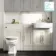 Monaco Chalk White Combination Vanity Basin with Marble Top and Hudson Toilet with Wooden Seat 1500mm - Brass Knurled Handles