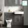 Monaco Graphite Grey Combination Vanity Basin with Marble Top & Hudson Toilet with Wooden Seat 1200mm - Brass Knurled Handles