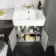 Monaco Graphite Grey Combination Vanity Basin with Marble Top & Hudson Toilet with Wooden Seat 1200mm - Brass Knurled Handles