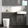 Monaco Graphite Grey Combination Vanity Basin with Marble Top and Boston Toilet 1500mm - Brass Knurled Handles