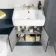 Monaco Inky Blue Combination Vanity Basin and Boston Toilet 1200mm - Brass Knurled Handles