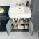 Monaco Inky Blue Combination Vanity Basin and Boston Toilet 1500mm - Brass Knurled Handles