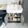Monaco Inky Blue Combination Vanity Basin with Marble Top & Hudson Toilet with Wooden Seat 1200mm - Brass Knurled Handles