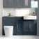 Monaco Inky Blue Combination Vanity Traditional Basin and Boston Toilet 1500mm - Brass Knurled Handles