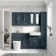 Monaco Inky Blue Combination Vanity Traditional Basin and Boston Toilet 1500mm - Brass Knurled Handles