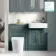 Monaco Midnight Green Combination Vanity Basin and Boston Toilet 1200mm - Brass Knurled Handles