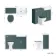 Monaco Midnight Green Combination Vanity Basin and Hudson Toilet with Wooden Seat 1200mm - Brass Knurled Handles