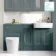 Monaco Midnight Green Combination Vanity Basin and Boston Toilet 1500mm - Brass Knurled Handles
