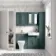 Monaco Midnight Green Combination Vanity Basin with Marble Top & Atlanta Toilet 1200mm - Brass Knurled Handles