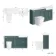 Monaco Midnight Green Combination Vanity Basin with Marble Top and Boston Toilet 1500mm - Brass Knurled Handles
