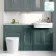 Monaco Midnight Green Combination Vanity Traditional Basin with Marble Top and Boston Toilet 1500mm - Brass Knurled Handles