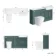 Monaco Midnight Green Combination Vanity Traditional Basin with Marble Top and Boston Toilet 1500mm - Brass Knurled Handles