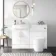 Harper Gloss White Combination Vanity Basin and Boston Toilet 1200mm - Brushed Brass Accents - Left Handed