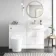 Harper Gloss White Combination Vanity Basin and Tucson Toilet 1200mm - Brushed Brass Accents - Right Handed